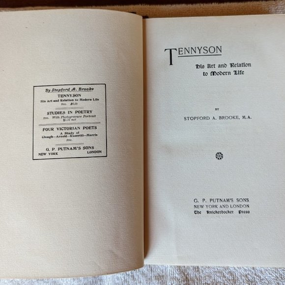 10% OFF Antique-TENNYSON His Art and Relation to Modern Life-Stepford A. Brooke - Picture 7 of 12